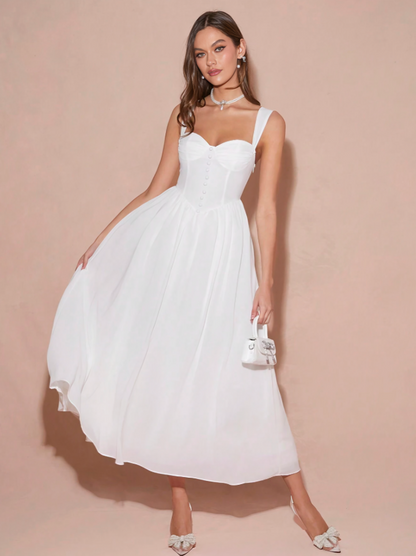 Witte Romantische  Prinsessenjurk met Sweetheart Halslijn